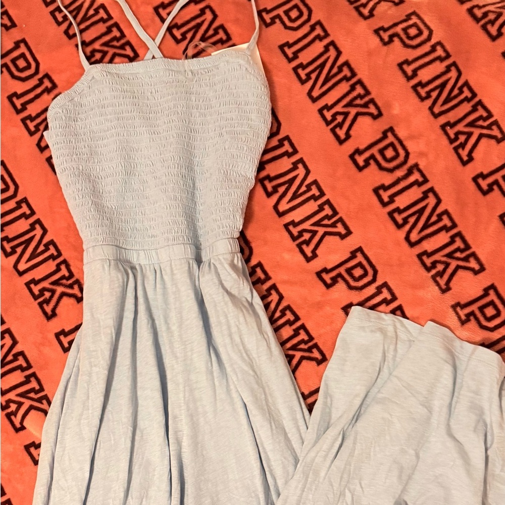 Light blue tie back romper